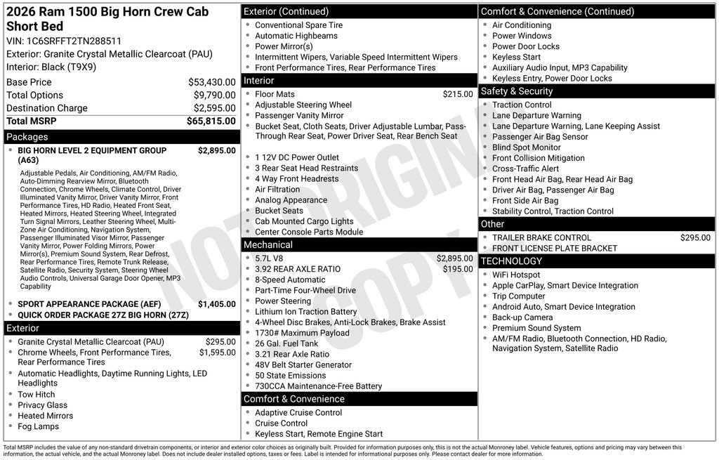 New 2026 RAM 1500 Big Horn AWD/4WD image 31