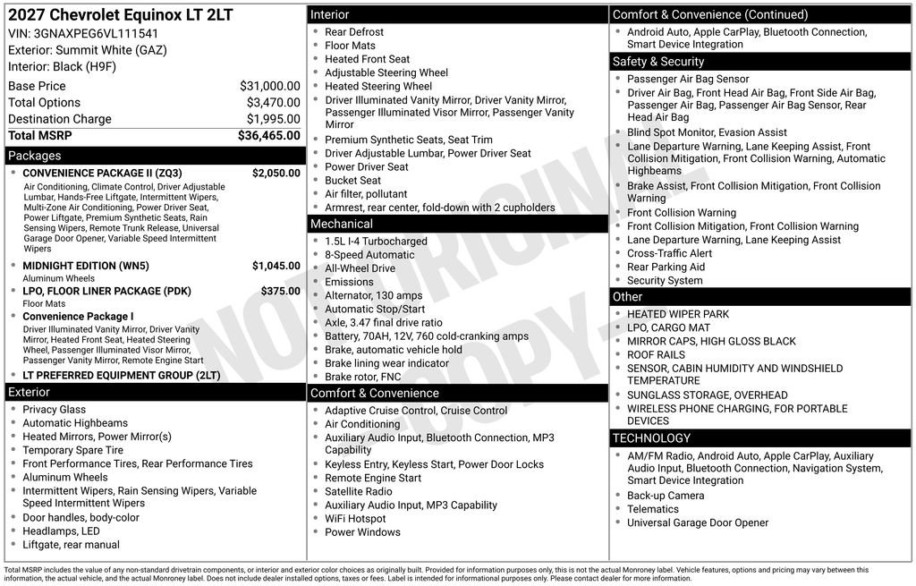 New 2027 Chevrolet Equinox LT w/ Convenience Package II AWD/4WD image 11