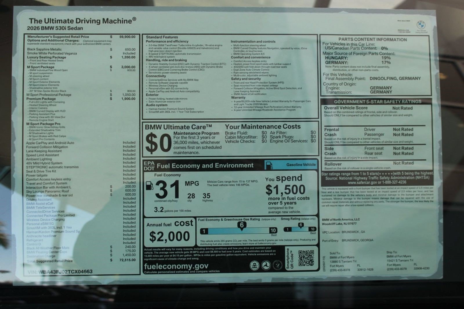 Used 2026 BMW 530i w/ M Sport Package RWD image 32