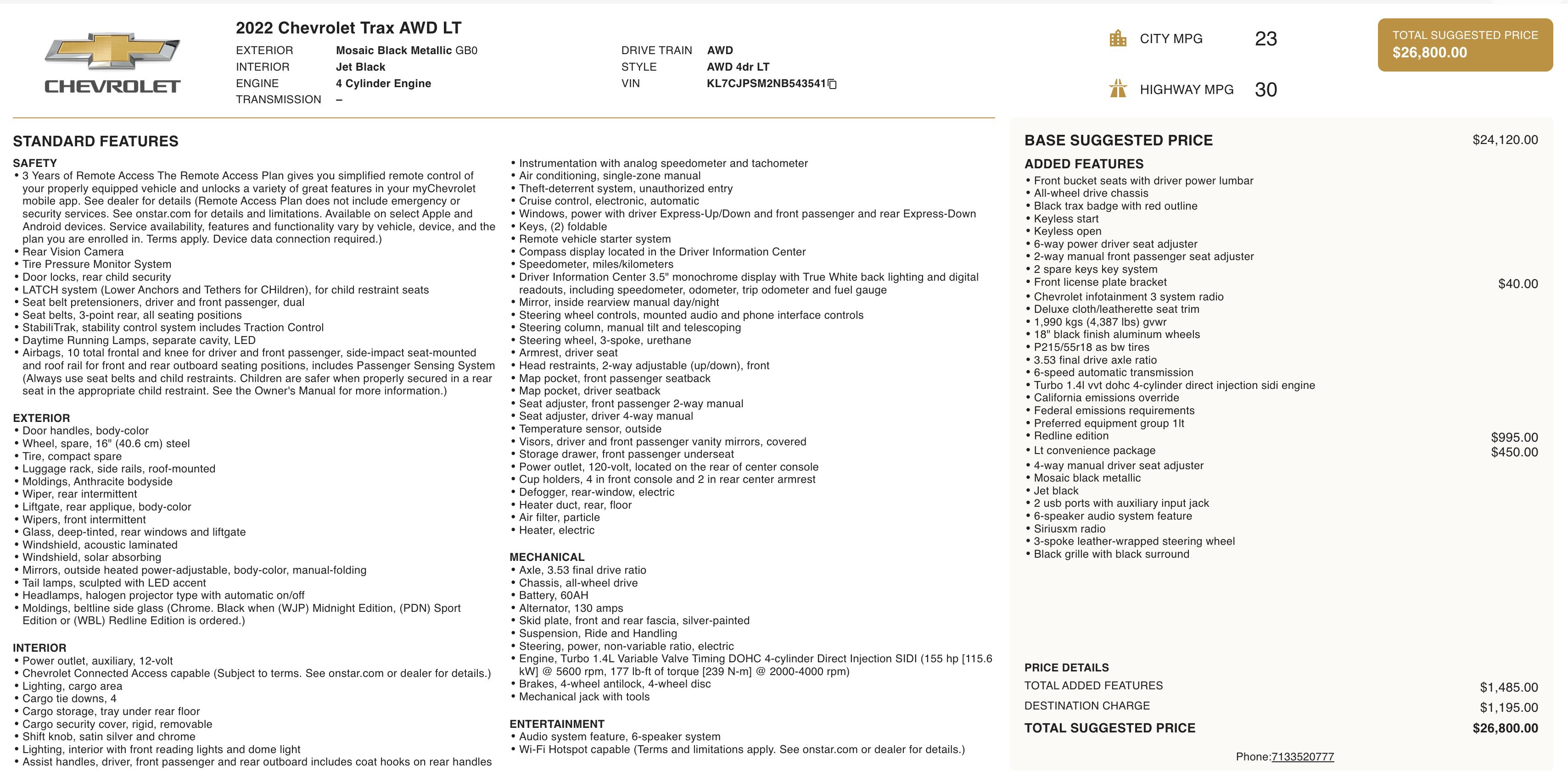 Used 2022 Chevrolet Trax LT w/ Redline Edition image 2