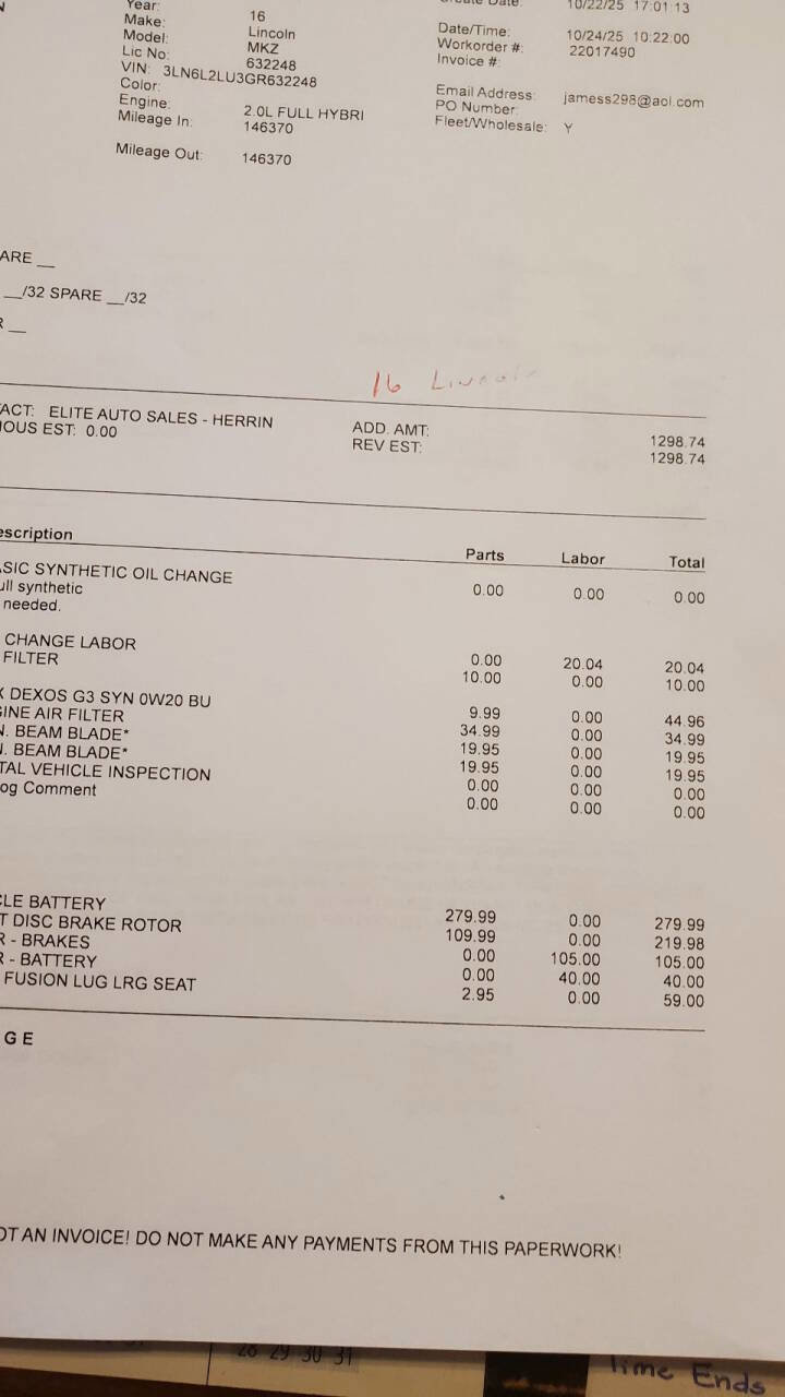 Used 2016 Lincoln MKZ Hybrid w/ Equipment Group 500A Select image 13