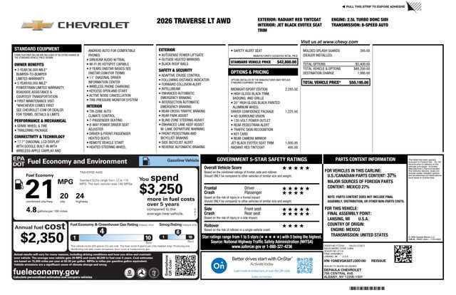 New 2026 Chevrolet Traverse LT w/ Midnight/Sport Edition AWD/4WD image 2