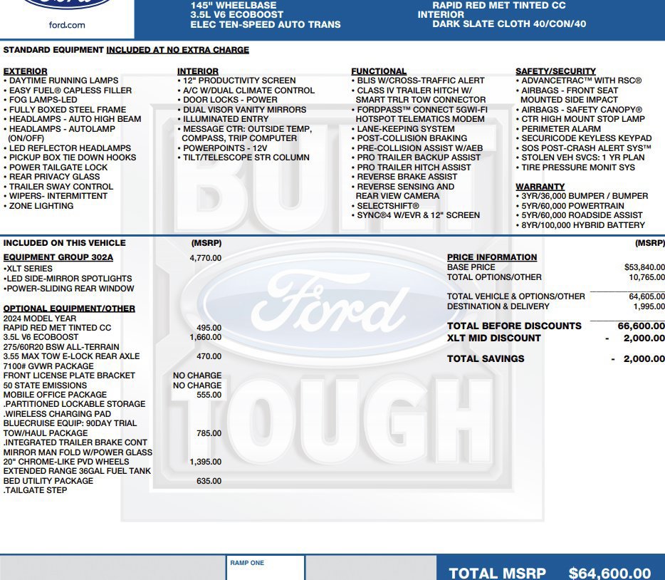 Used 2024 Ford F150 XLT w/ Equipment Group 302A MID AWD/4WD image 2