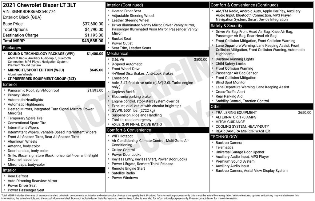 Used 2021 Chevrolet Blazer LT w/ Sound & Technology Package FWD image 2