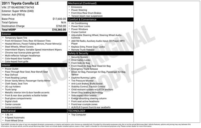Used 2011 Toyota Corolla LE image 4