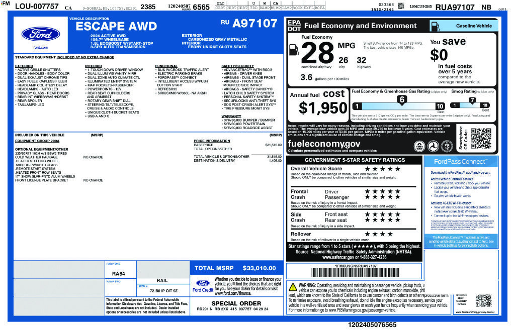 Certified 2024 Ford Escape Active AWD/4WD image 31