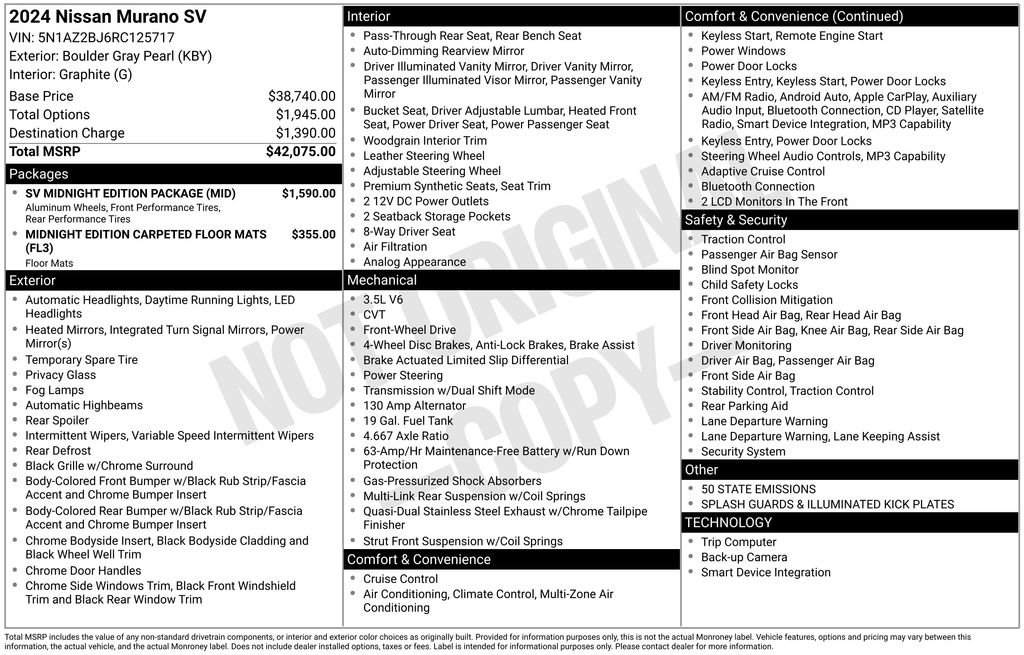 Used 2024 Nissan Murano SV w/ SV Midnight Edition Package image 5