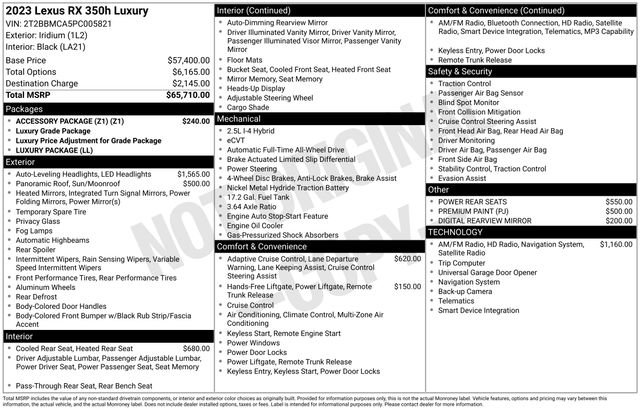 Used 2023 Lexus RX 350 w/ Accessory Package (Z1) AWD/4WD image 22