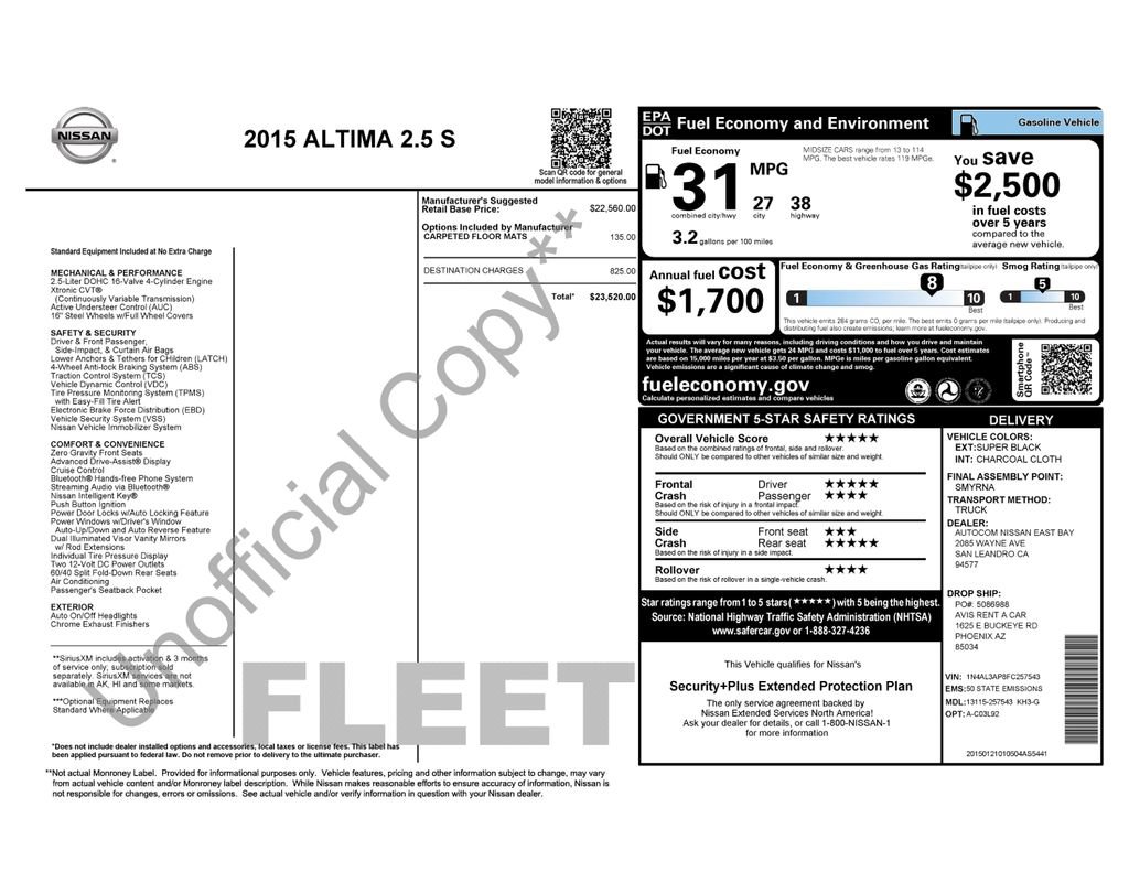 Used 2015 Nissan Altima 2.5 S FWD image 6