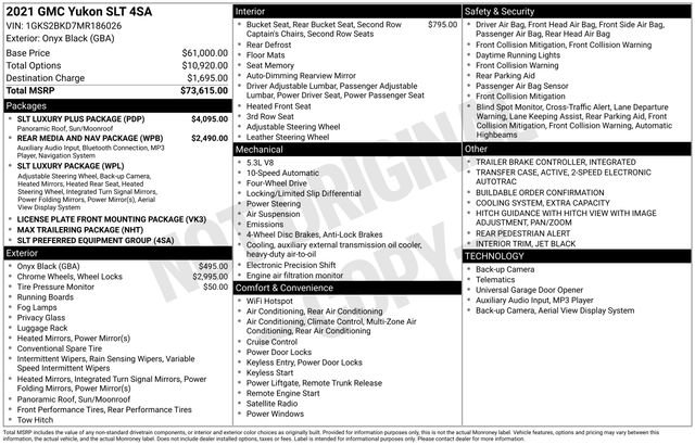 Used 2021 GMC Yukon SLT w/ SLT Luxury Plus Package image 56