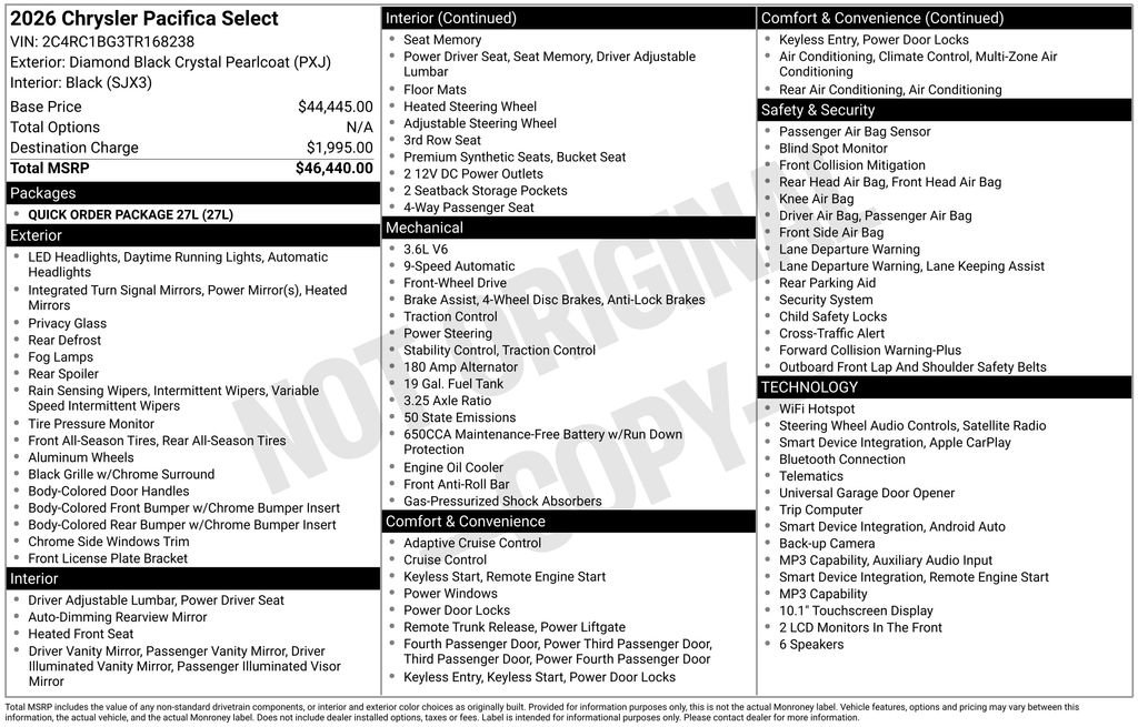 Used 2026 Chrysler Pacifica Select FWD image 12