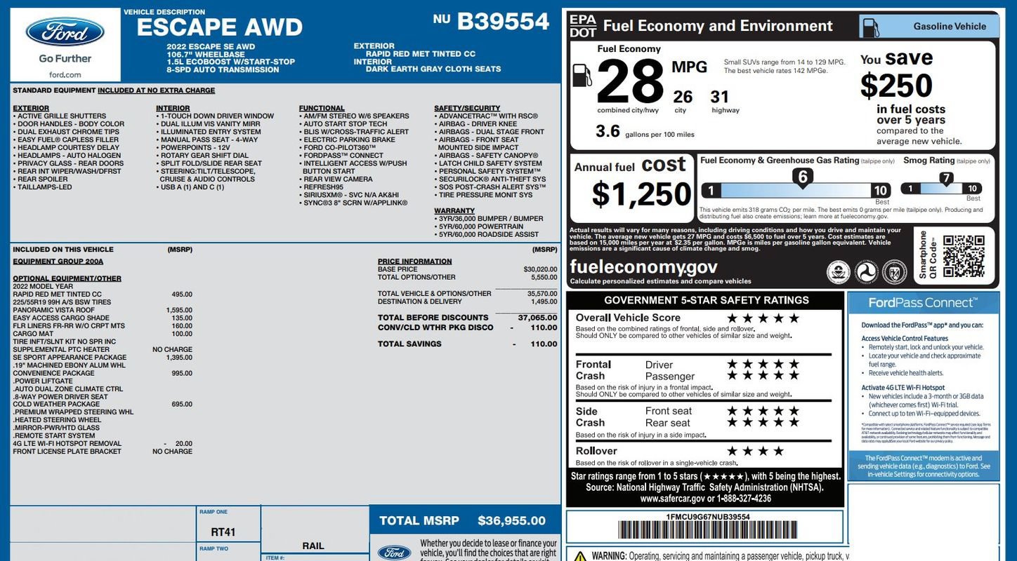 Used 2022 Ford Escape SE w/ SE Sport Appearance Package AWD/4WD image 9