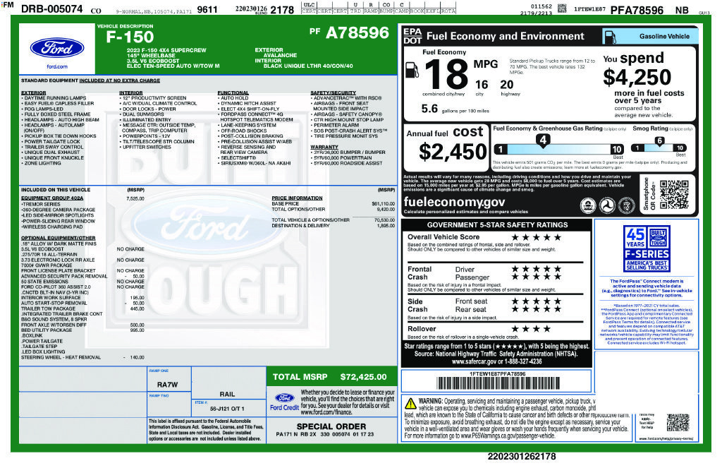 Used 2023 Ford F150 Tremor w/ Equipment Group 402A High AWD/4WD image 50