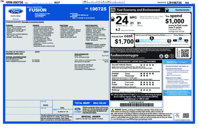 Used 2020 Ford Fusion S FWD image 2