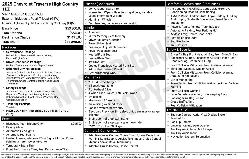 New 2025 Chevrolet Traverse High Country image 3