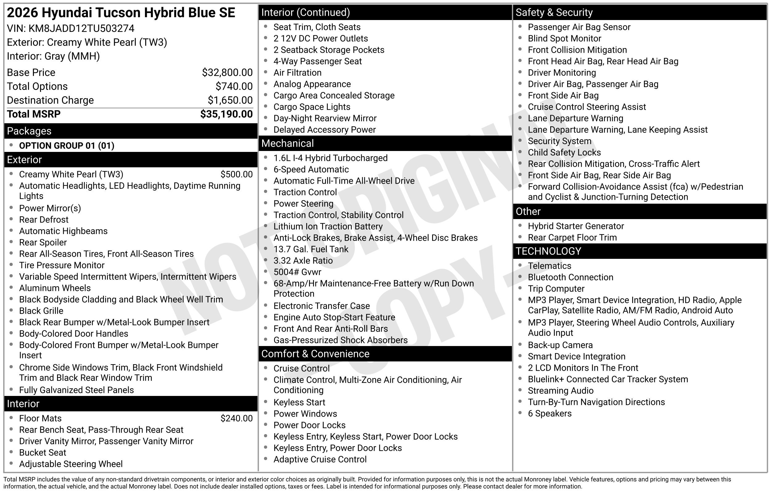 New 2026 Hyundai Tucson Blue SE AWD/4WD image 3