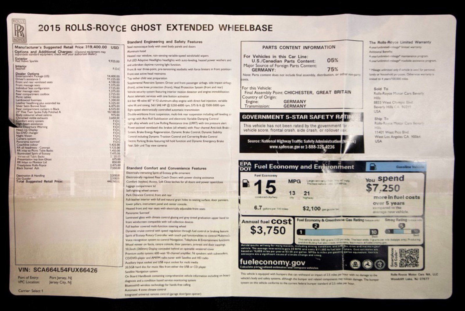 Used 2015 Rolls-Royce Ghost Extended Wheelbase image 95