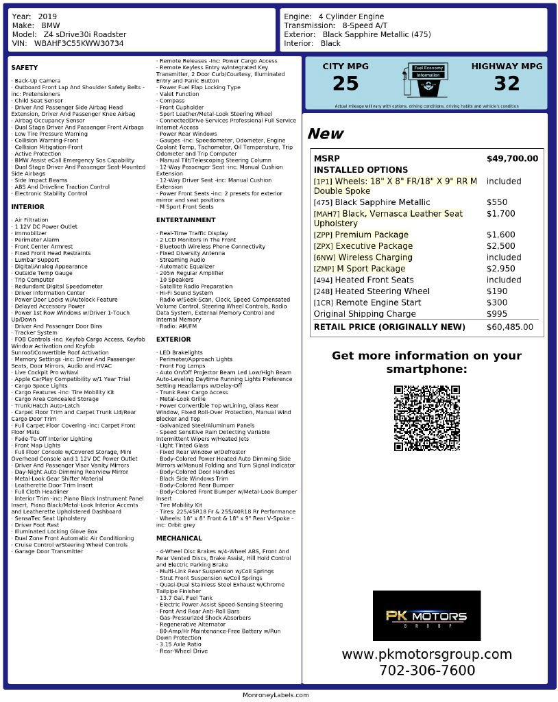Used 2019 BMW Z4 sDrive30i w/ M Sport Package RWD image 92