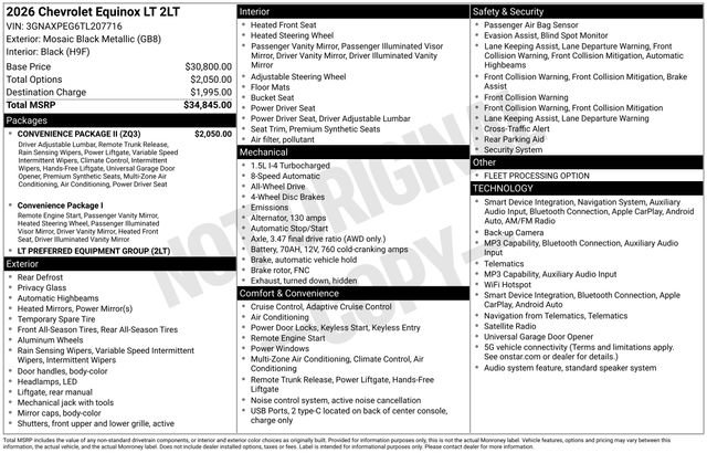 Used 2026 Chevrolet Equinox LT w/ Convenience Package II AWD/4WD image 2