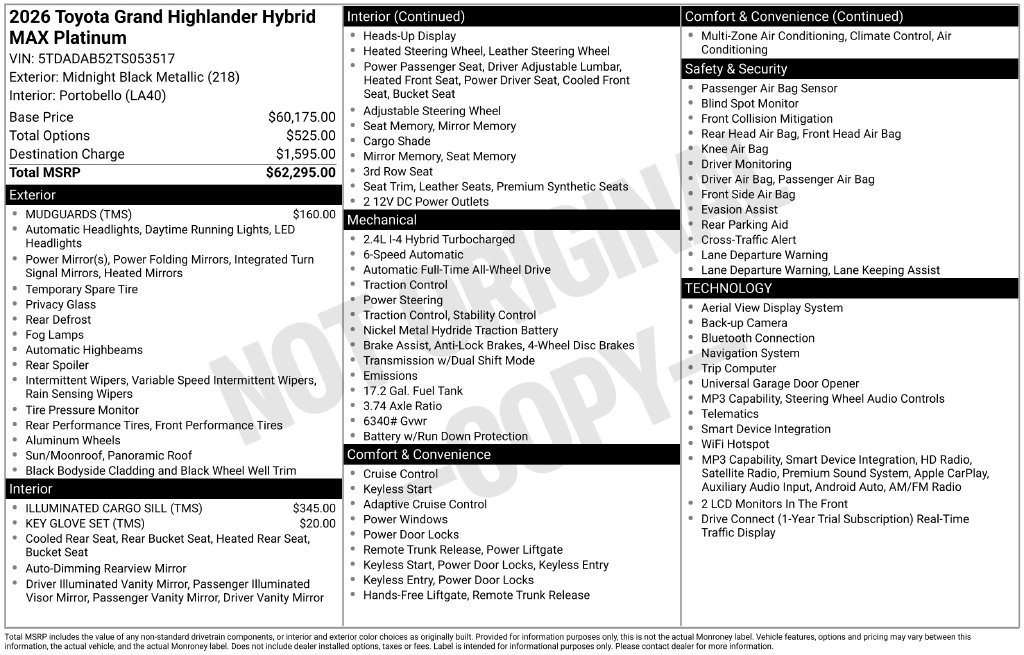 Used 2026 Toyota Grand Highlander AWD Hybrid image 33