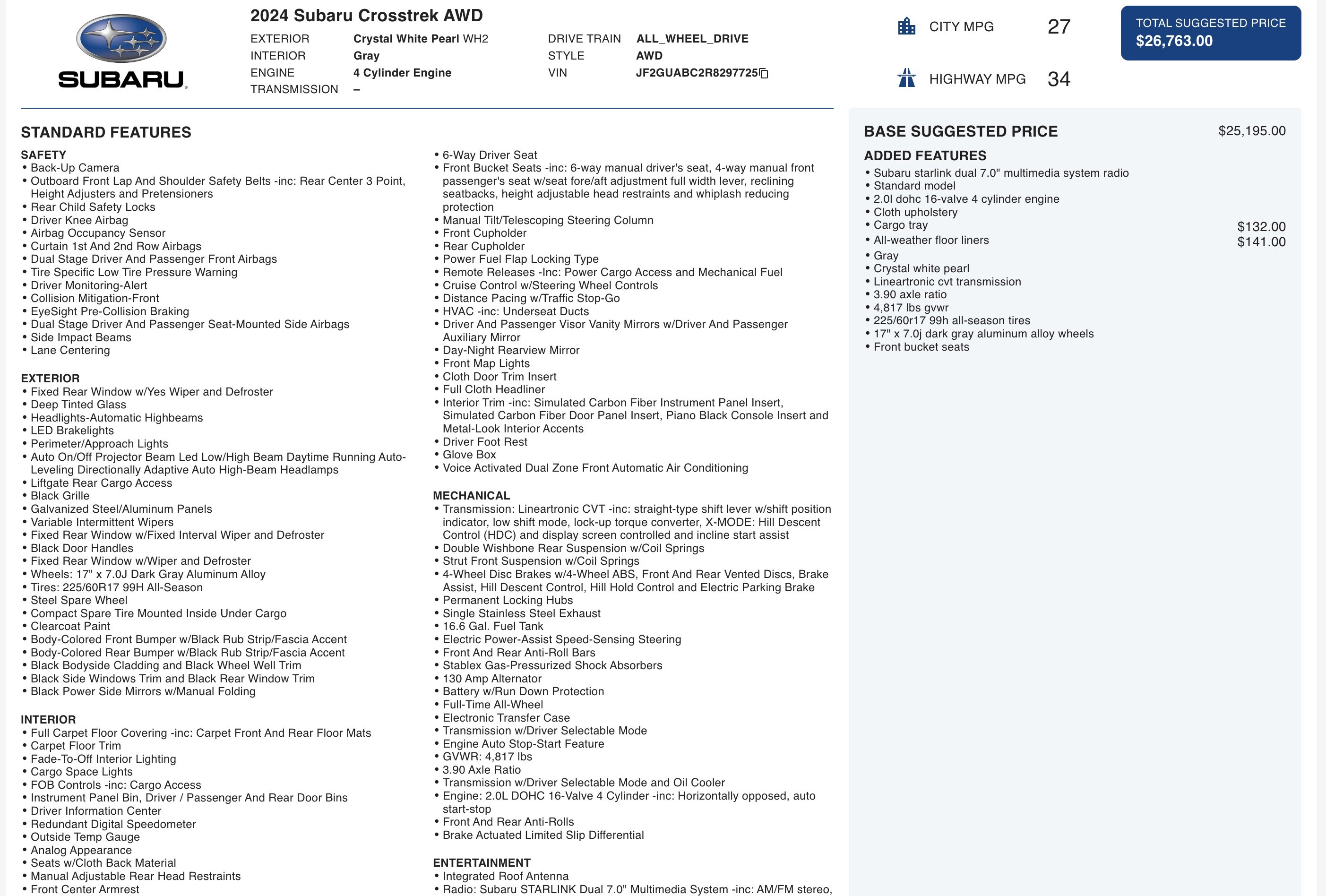 Used 2024 Subaru Crosstrek 2.0i image 3