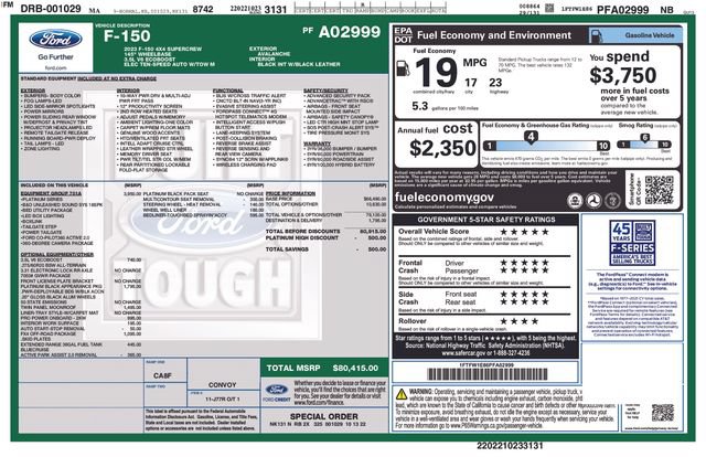 Used 2023 Ford F150 Platinum w/ Equipment Group 701A High AWD/4WD image 41