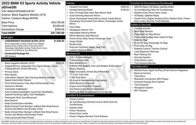 Used 2022 BMW X3 sDrive30i w/ Convenience Package w/ZPA RWD image 25