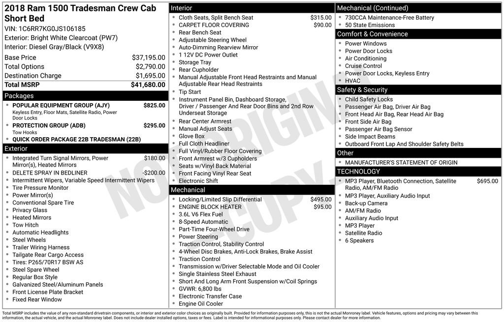 Used 2018 RAM 1500 Tradesman w/ Popular Equipment Group AWD/4WD image 14