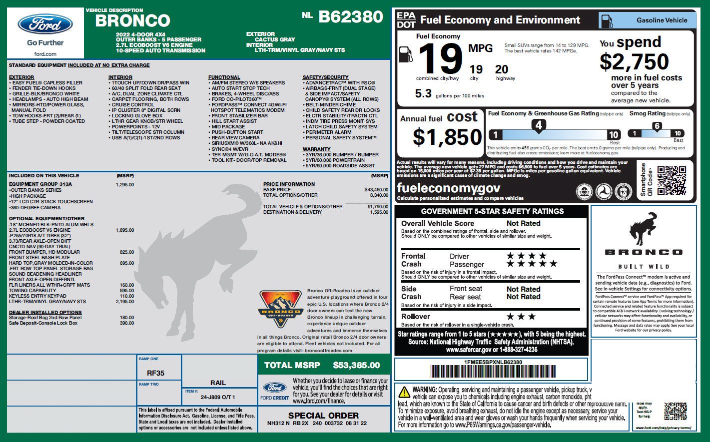 Used 2022 Ford Bronco Outer Banks AWD/4WD image 3