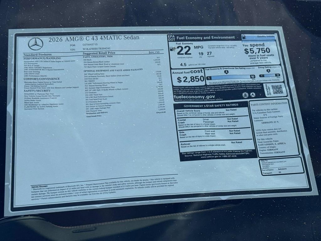 New 2026 Mercedes-Benz C 43 AMG 4MATIC Sedan image 9