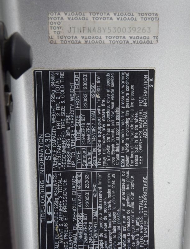 Used 2003 Lexus SC 430 Convertible RWD image 39