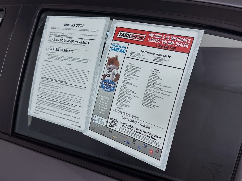 Certified 2025 Nissan Versa SV w/ Electronics Package FWD image 13