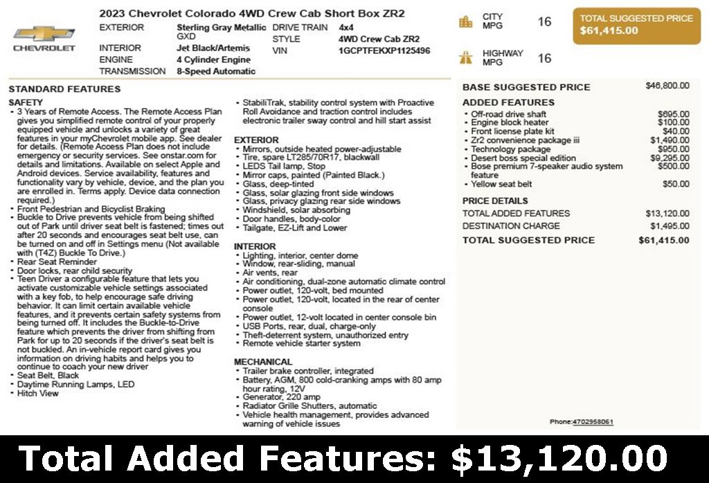 Used 2023 Chevrolet Colorado ZR2 w/ Desert Boss Special Edition image 3