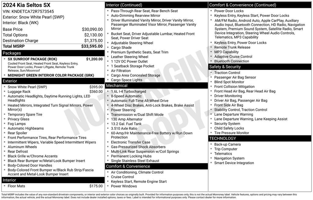 Used 2024 Kia Seltos SX w/ SX Sunroof Package image 6