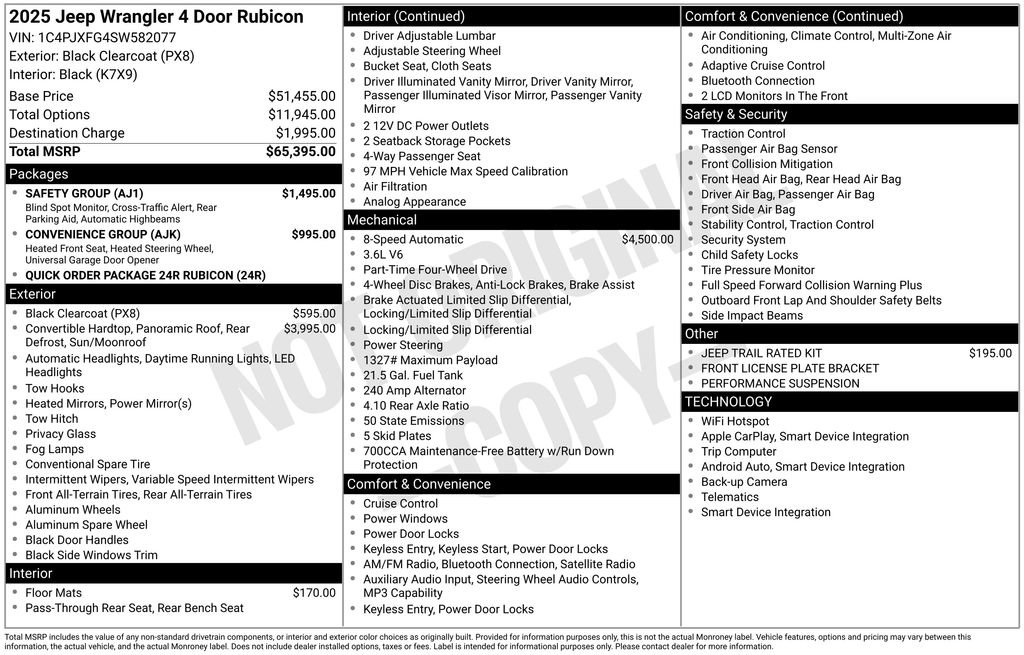 New 2025 Jeep Wrangler Unlimited Rubicon w/ Safety Group AWD/4WD image 64
