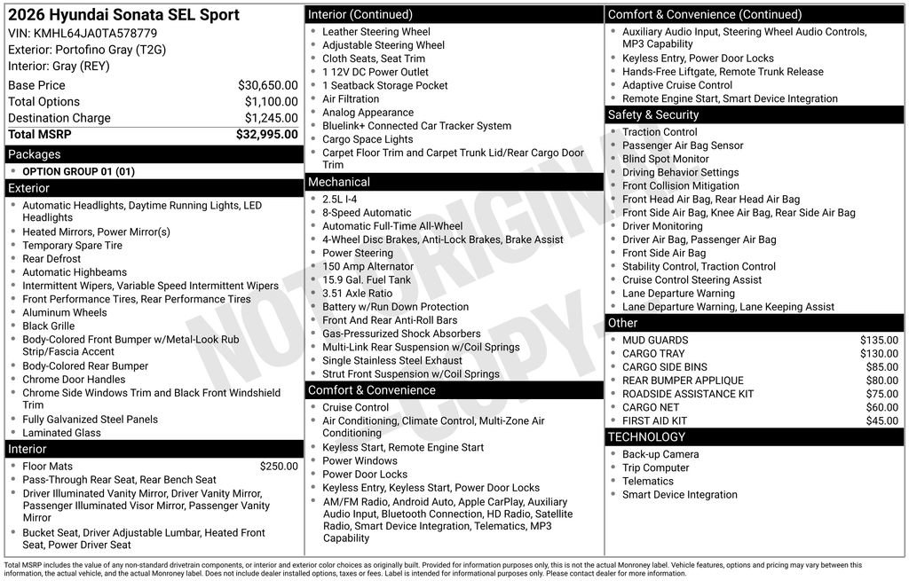 New 2026 Hyundai Sonata SEL AWD/4WD image 3