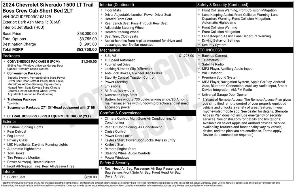 Used 2024 Chevrolet Silverado 1500 LT Trail Boss w/ Convenience Package II AWD/4WD image 35