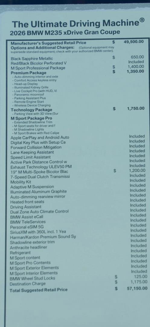 New 2026 BMW M235i xDrive M235 xDrive AWD w/ Technology Package image 8