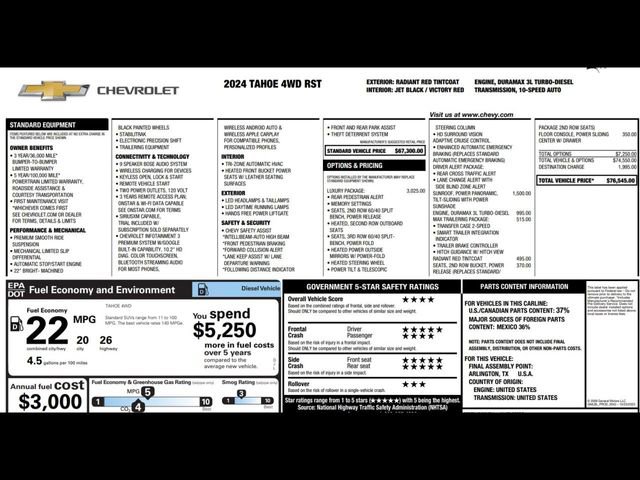 Used 2024 Chevrolet Tahoe RST w/ Luxury Package image 3