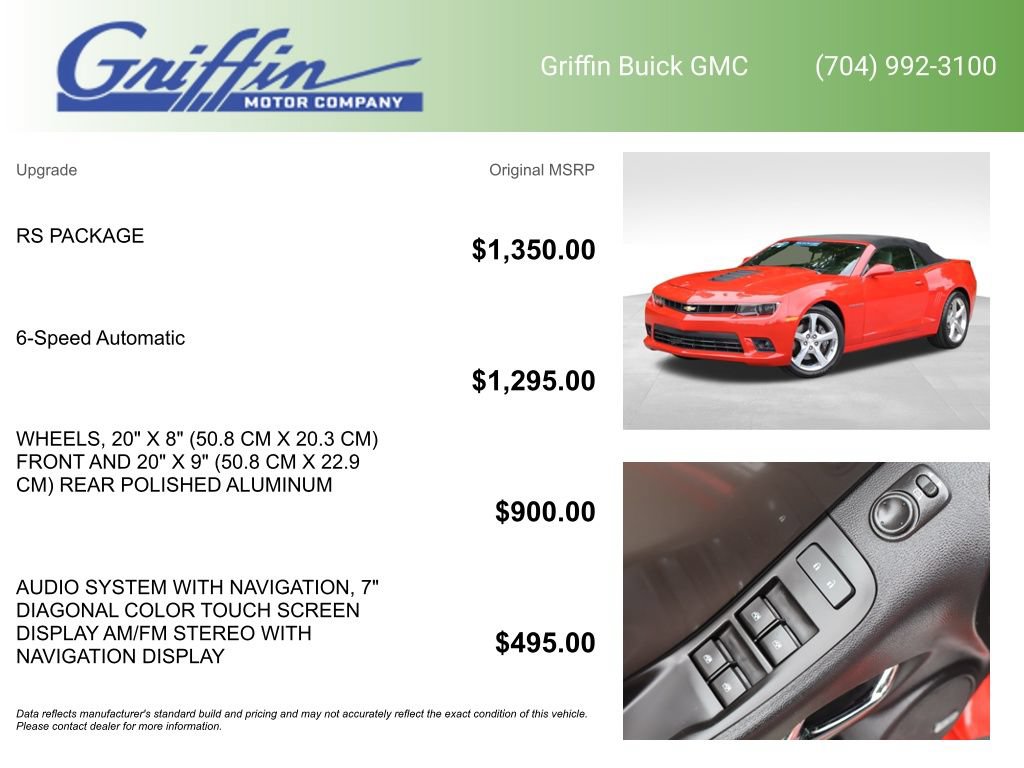 Certified 2015 Chevrolet Camaro SS w/ RS Package RWD image 6