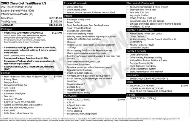 Used 2003 Chevrolet TrailBlazer LS w/ Preferred Equipment Group image 3