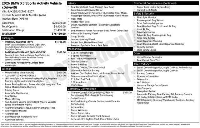 Certified 2026 BMW X5 xDrive40i w/ Premium Package AWD/4WD image 50