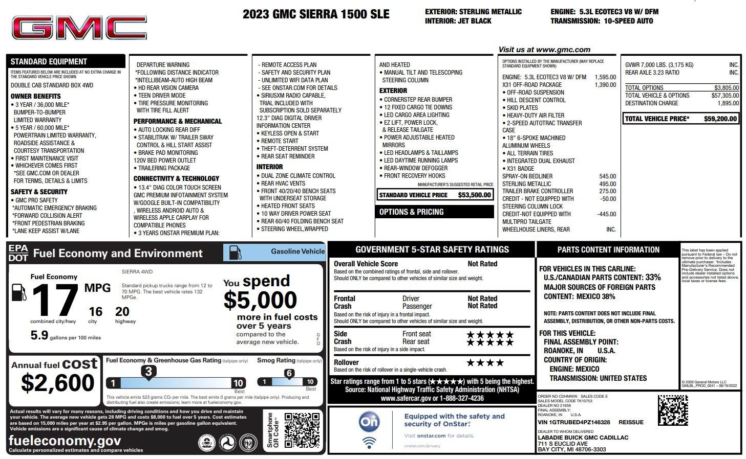 Used 2023 GMC Sierra 1500 SLE w/ X31 Off-Road Package AWD/4WD image 38