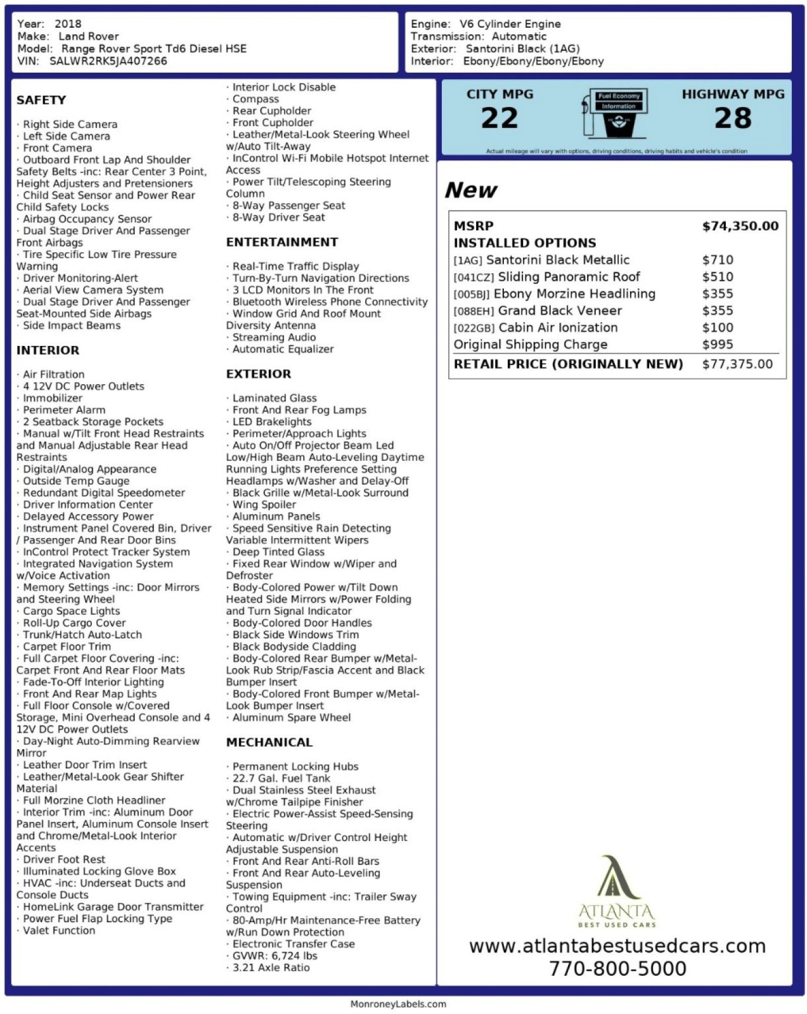 Used 2018 Land Rover Range Rover Sport HSE image 59