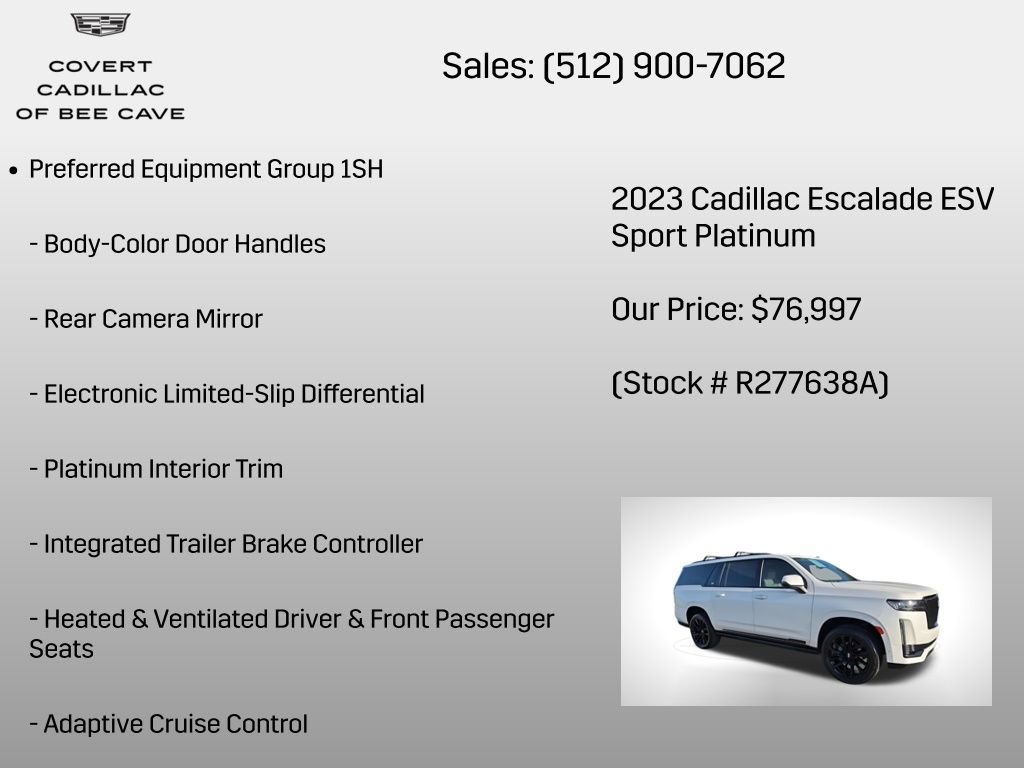 Certified 2023 Cadillac Escalade ESV Sport Platinum w/ LPO, ONYX Package image 14