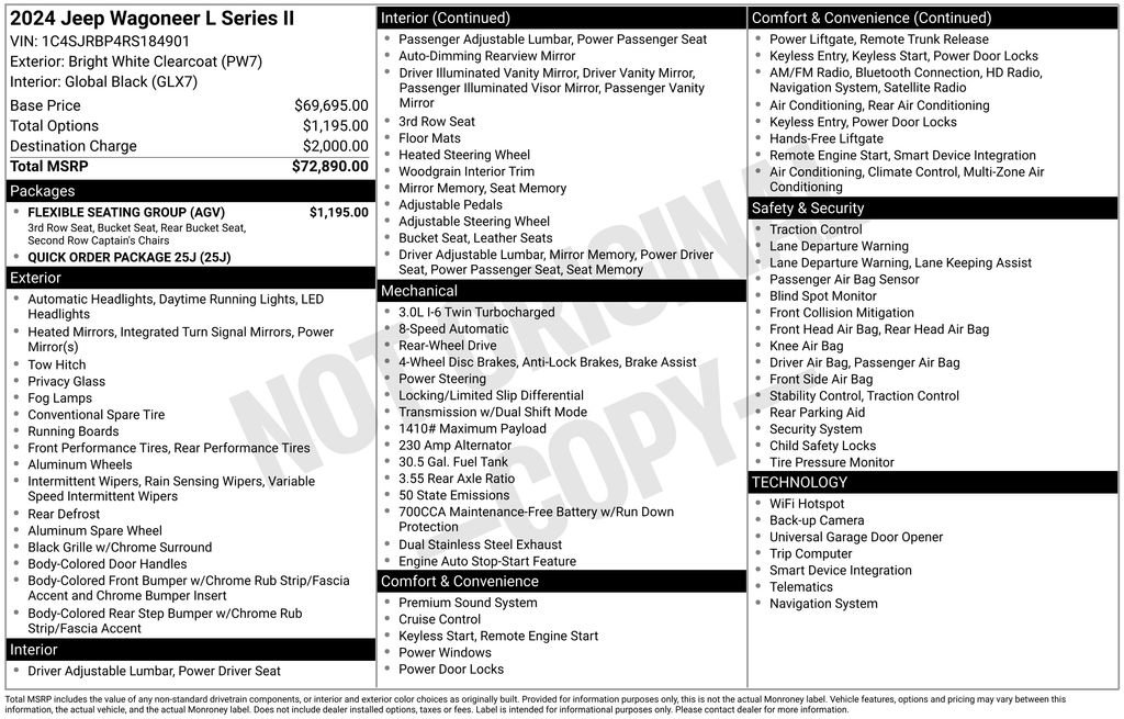 Used 2024 Jeep Wagoneer L Series II w/ Flexible Seating Group image 7