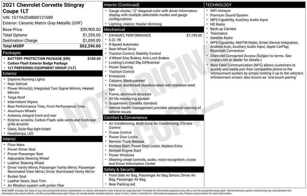 Used 2021 Chevrolet Corvette Stingray Coupe w/ Battery Protection Package RWD image 19