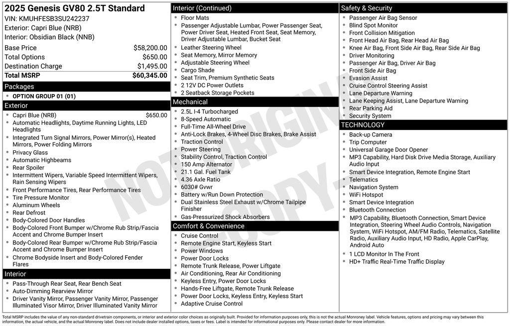 Used 2025 Genesis GV80 2.5T Standard image 38