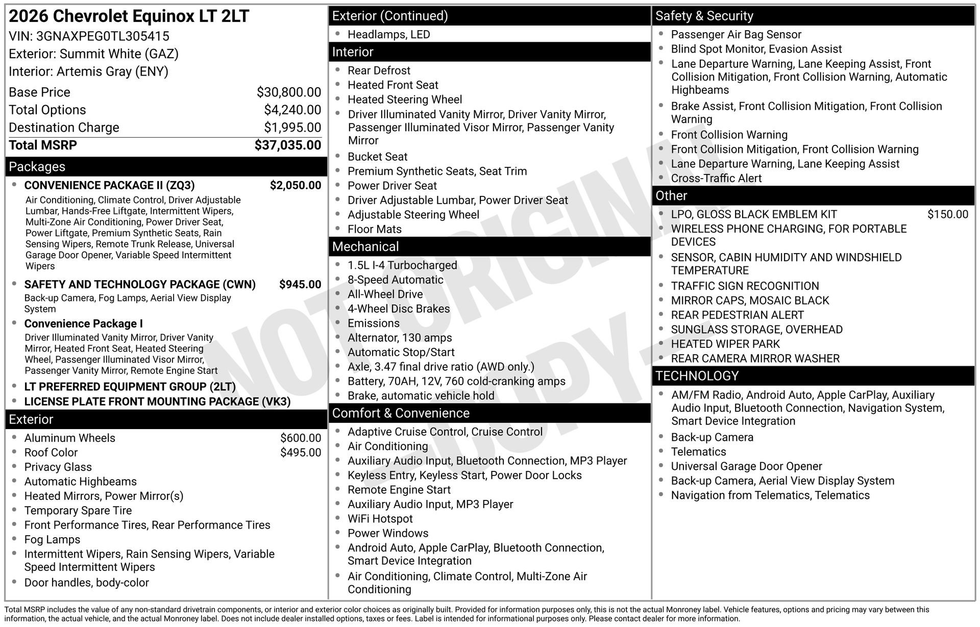 New 2026 Chevrolet Equinox LT AWD/4WD image 3