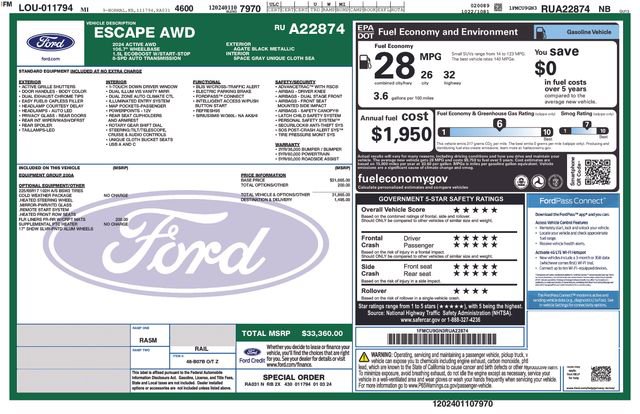 Certified 2024 Ford Escape Active AWD/4WD image 10